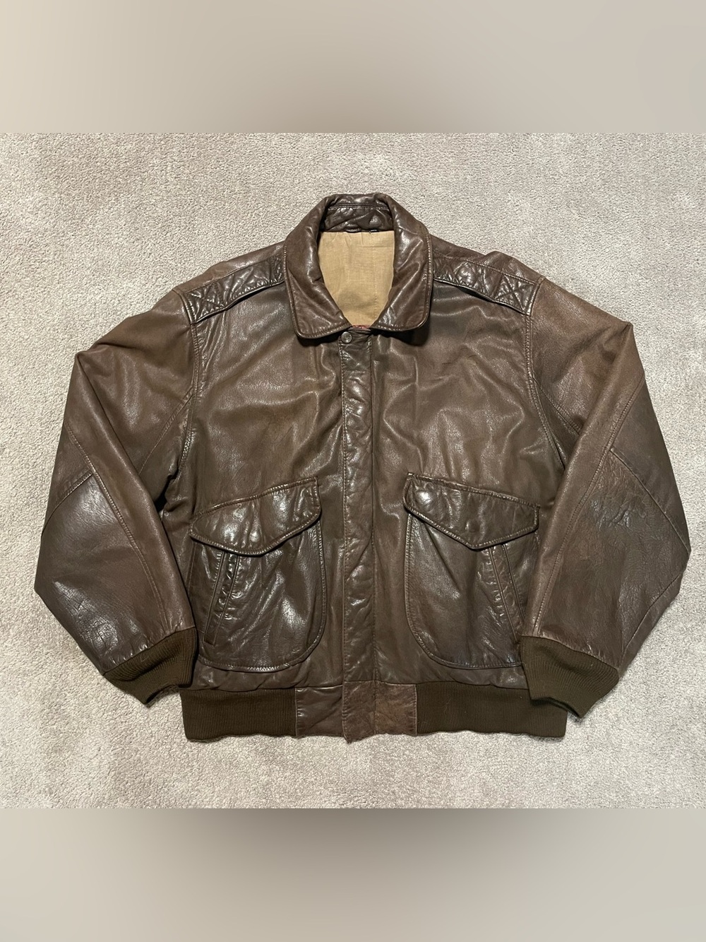 Vintage Mirage Classics Leather Flight Aviator Bomber Jacket Mens M  Brown 90s